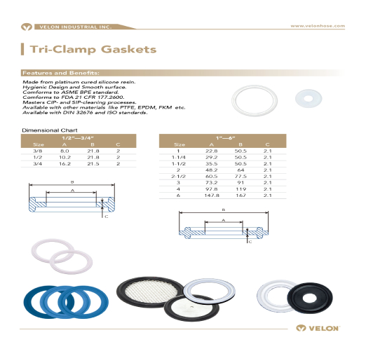 Tri-Clamp Gaskets Velon